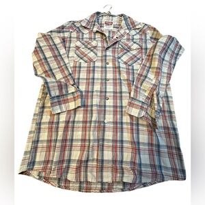 Wrangler Jeans Co long sleeve Pearl Snap Shirt, Red Blue, medium‎